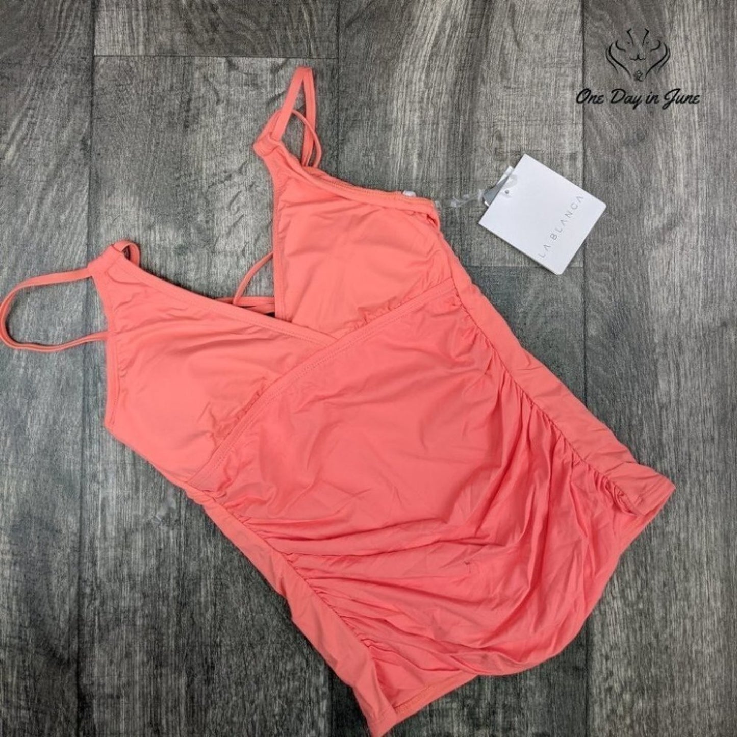 La Blanca Island Goddess Underwire Cross Back Tankini Top Size 0