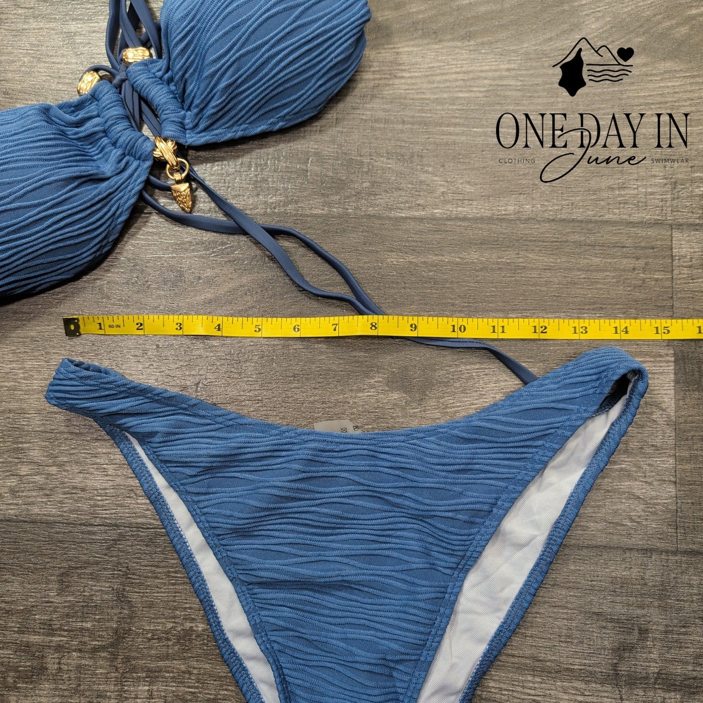 Sweatyrocks Textured Bandeau Bikini Swimsuit Size L