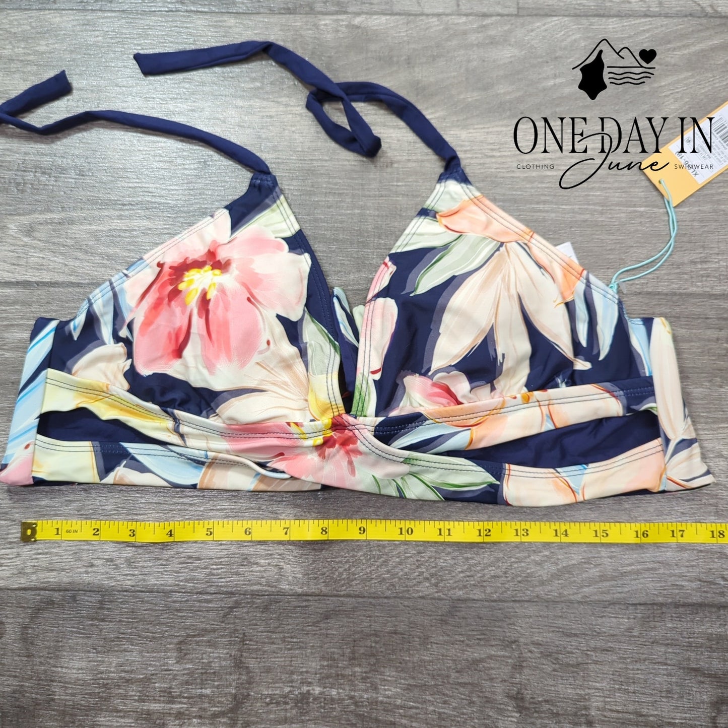 Kona Sol Tie Back Halter Tropical Bikini Top Size XL