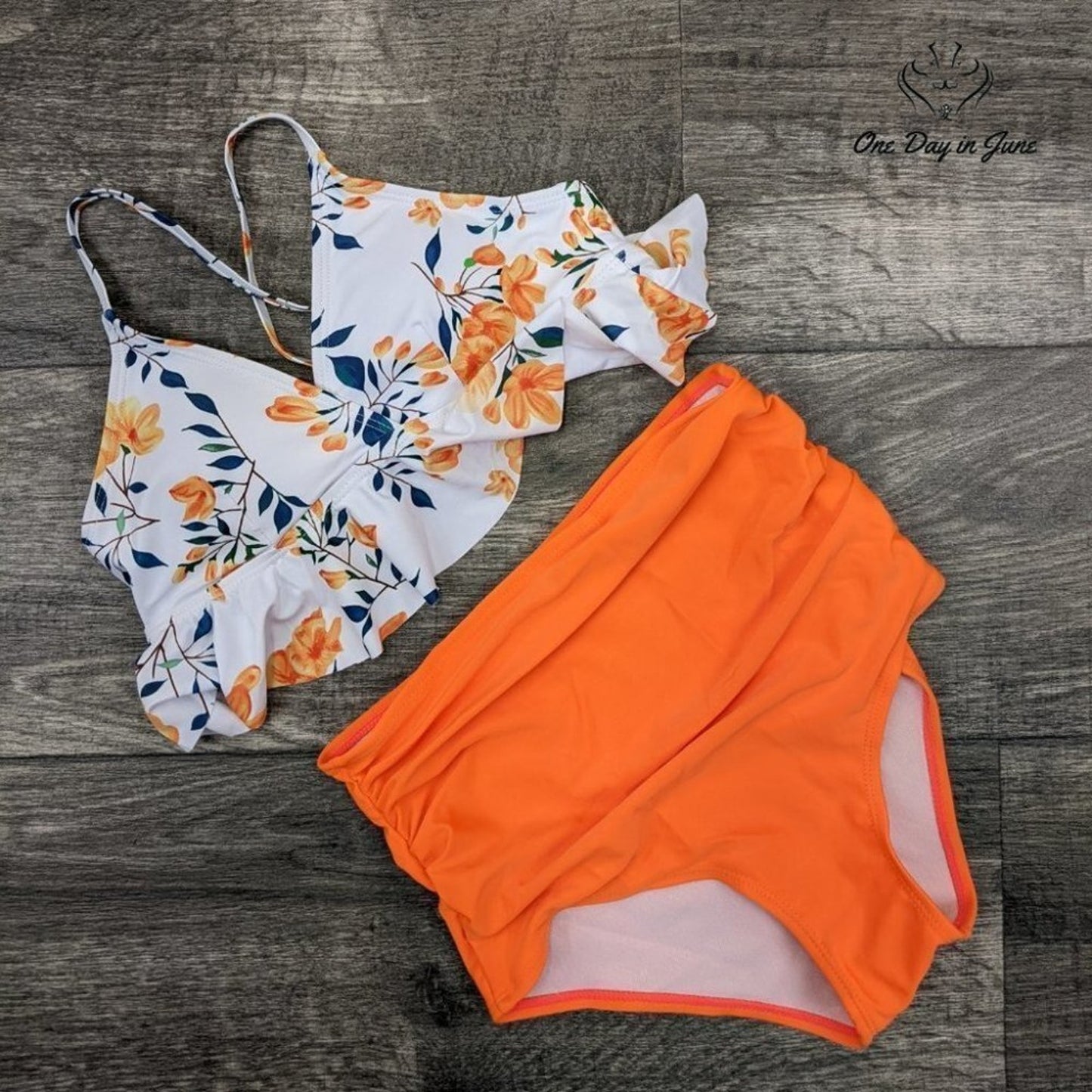 Moshengqi Flounce High Waist Bikini Swimsuit Size S