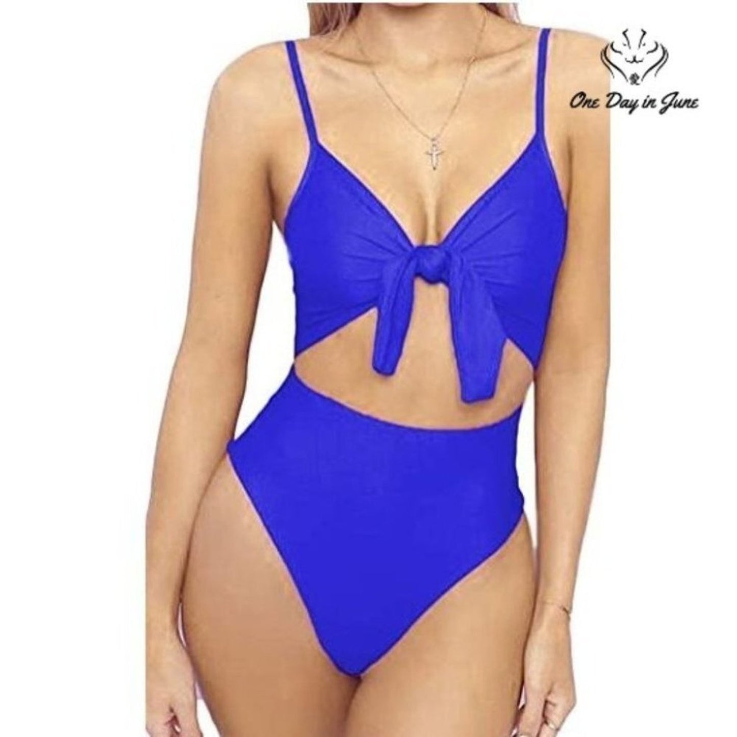 Qearal Tie Front Strappy One Piece Swimsuit Size M