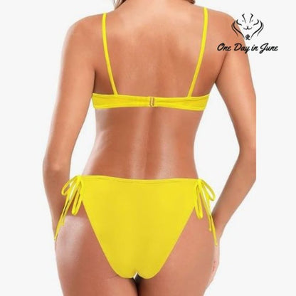 Shekini Drawstring Underwire Tie Side Bikini Swimsuit Size M