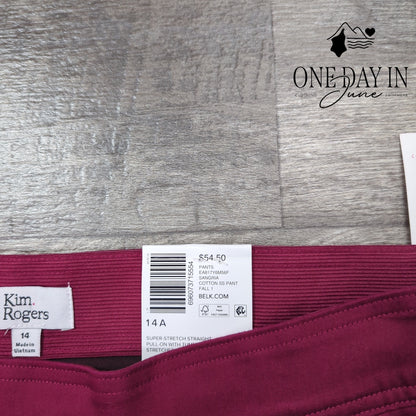 Kim Rogers Pull On Super Stretch Straight Leg Pants Size 14