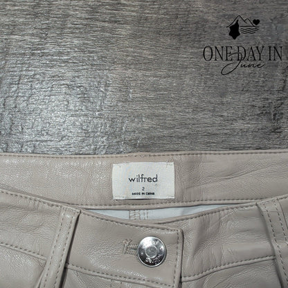 Wilfred Melina Faux Leather Straight Leg Pants Light Taupe NWT Size 2