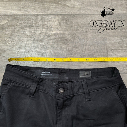AG Adriano Goldschmied The Layla Cropped Flare Trouser Pants Black Size 4 (27)
