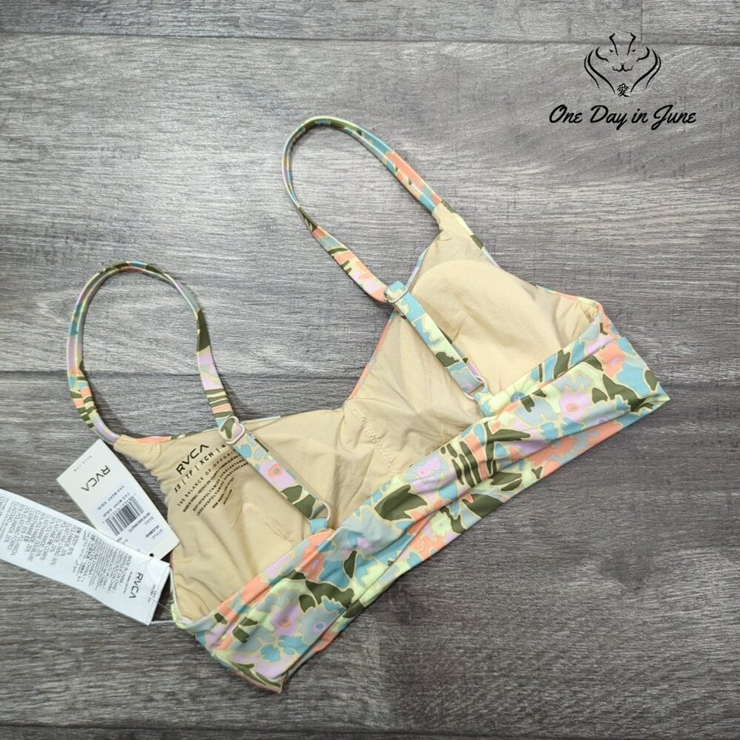 RVCA On The Road Bralette Bikini Top Floral Adjustable NWT $52 Size XS
