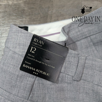 Banana Republic Ryan Curvy Fit Pants Gray Mid Rise Trouser NWT Size 12