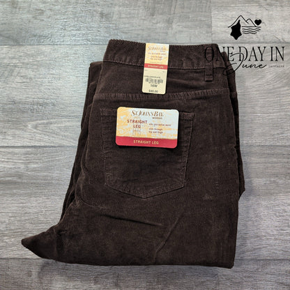 St. John's Bay Plus Size Straight Leg Corduroy Pants Brown NWT Size 16W