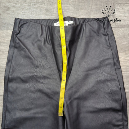 Good American Faux Leather Pull On Skinny Ankle Pants Black Size 1