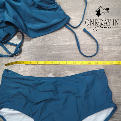 Aleumdr Halter Drawstring Bikini Swimsuit Size L