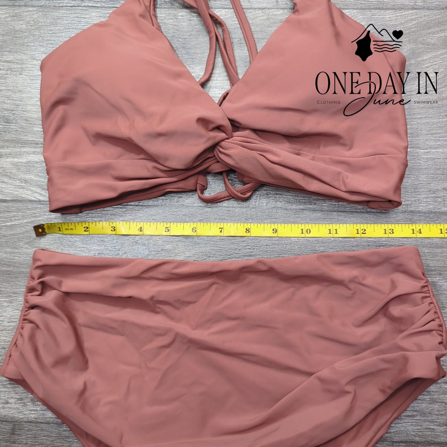 Zaful Lace Up Back High Waist Bikini Swimsuit Size L