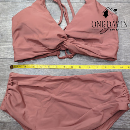 Zaful Lace Up Back High Waist Bikini Swimsuit Size L