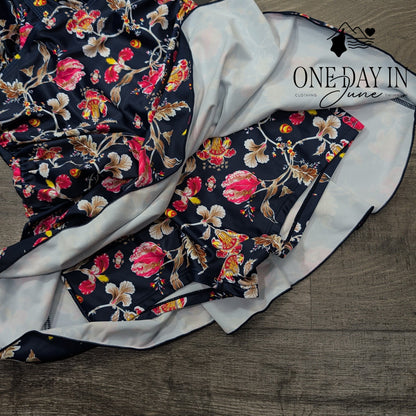 Cosaka Floral Swim Dress Womens One Piece Skirted Tummy Control NWT Size S