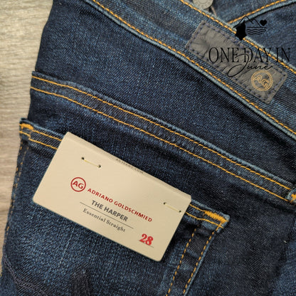 AG Adriano Goldschmied The Harper Essential Straight Jeans Dark NWT $172 Size 6