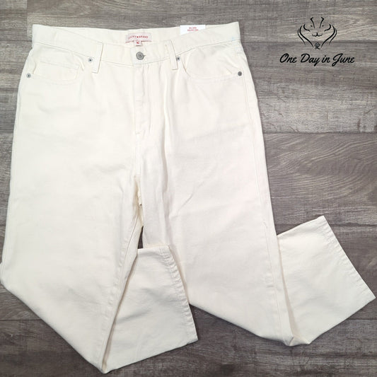 Lucky Brand 90s Loose High Rise Crop Jeans Ivory White NWT Size 14