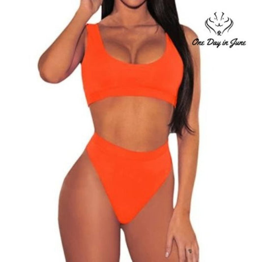 Pink Queen Crop Top High Waist Bikini Size M