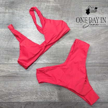 CharmLeaks High Cut Knot Front Cheeky Bikini Swimsuit Size S