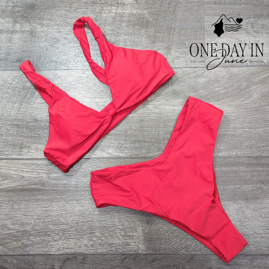 CharmLeaks High Cut Knot Front Cheeky Bikini Swimsuit Size S