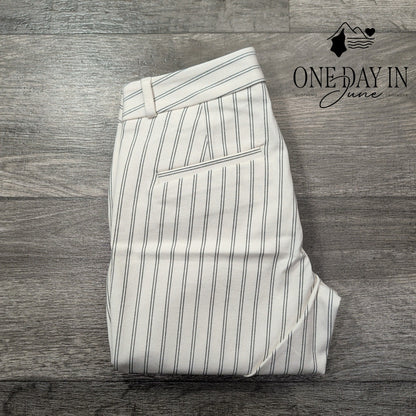 Banana Republic Modern Sloan Pants Ivory Black Pinstripe NWT Size 0P
