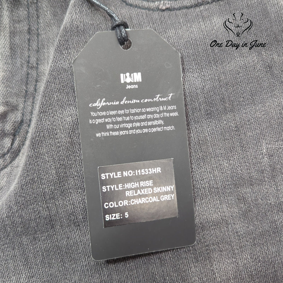 I&M Jeans High Rise Relaxed Skinny Jeans Charcoal Grey NWT Juniors Size 5