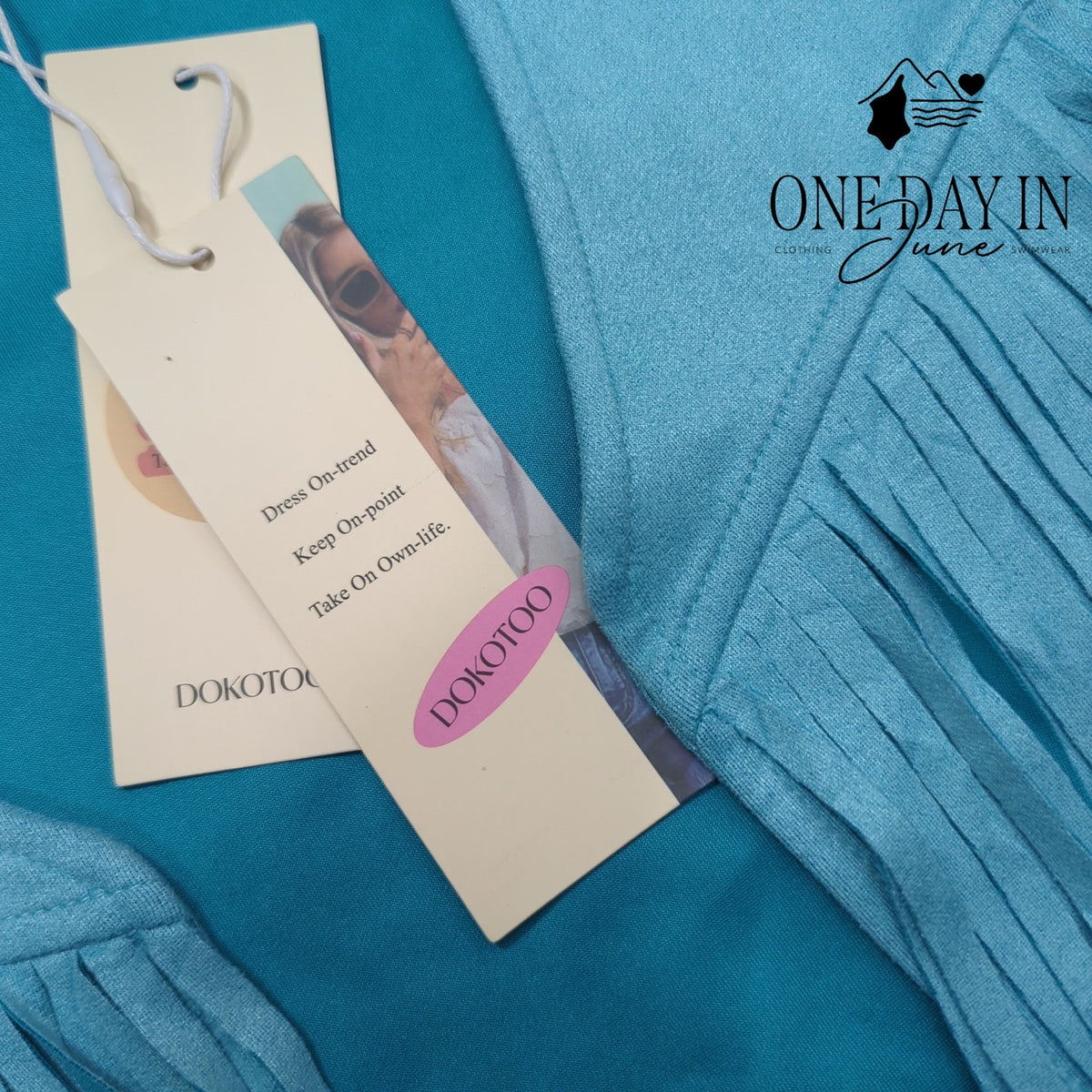 Dokotoo Faux Suede Fringe Tassel Vest Turquoise Blue Western Boho NWT Size S