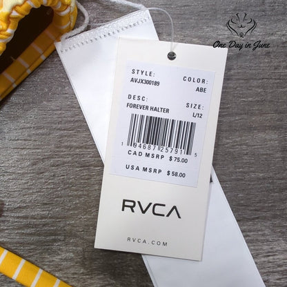 RVCA Forever Halter Reversible Bikini Top Size L
