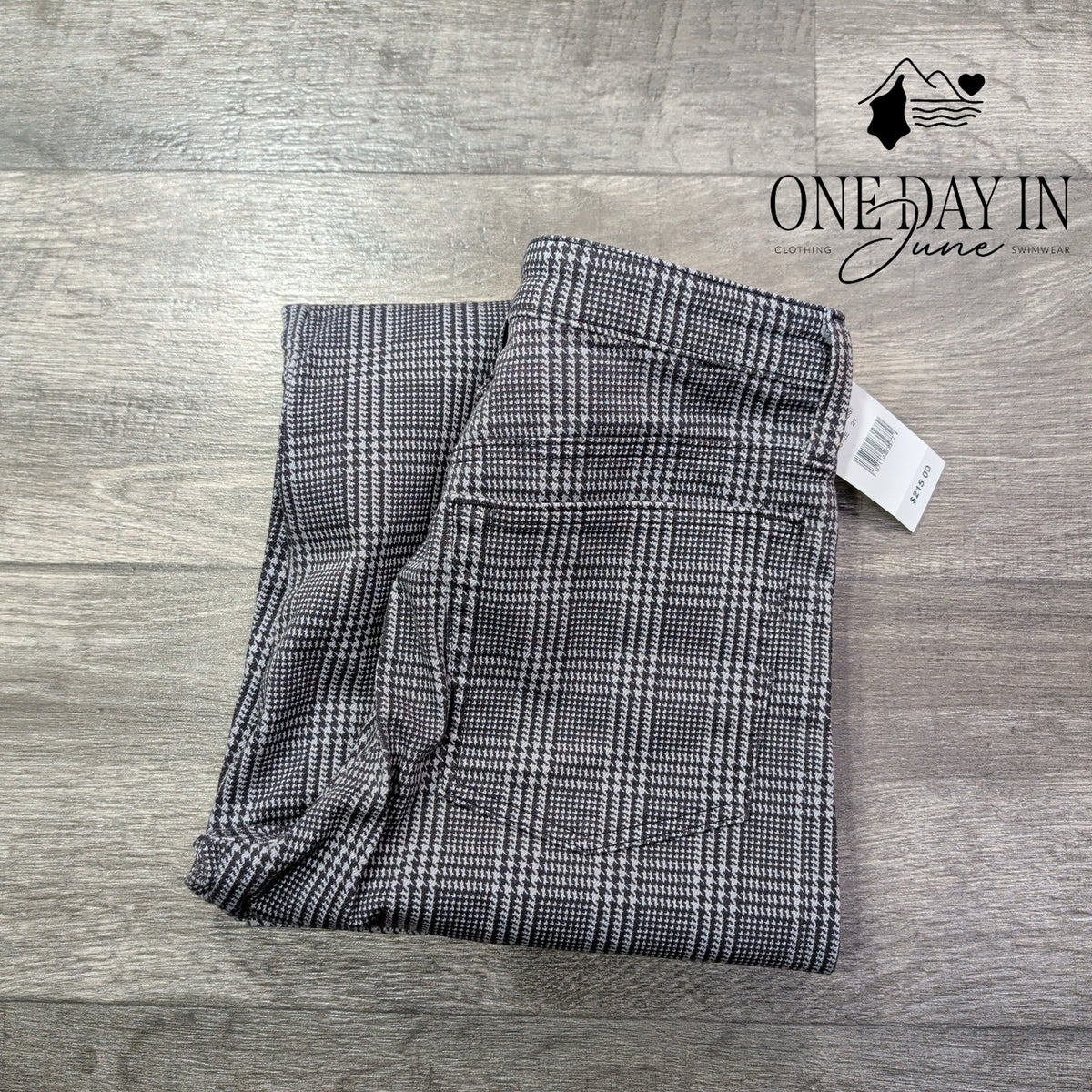 AG Adriano Goldschmied High Rise Wide Leg Crop Pants Plaid Gray NWT $215 Size 4