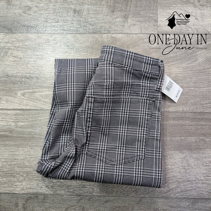 AG Adriano Goldschmied High Rise Wide Leg Crop Pants Plaid Gray NWT $215 Size 4