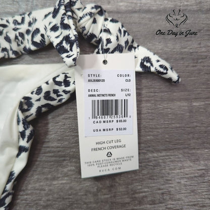 RVCA Animal Instinct French Tie Side Bikini Bottom Size L
