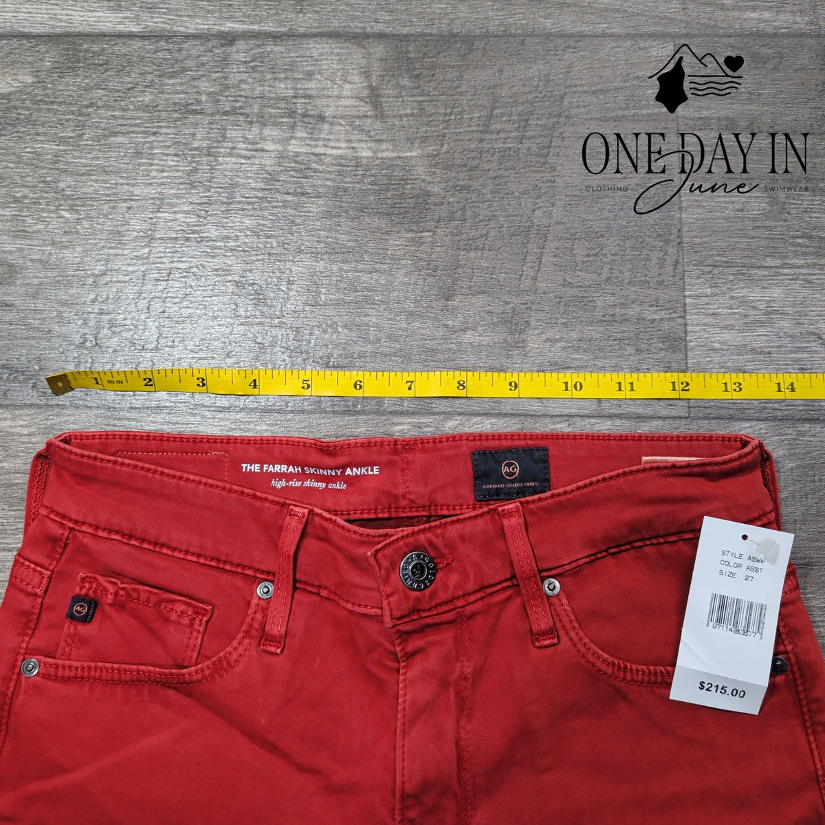 AG Adriano Goldschmied Farrah Skinny Ankle High Rise Jeans Red NWT Size 4 (27)