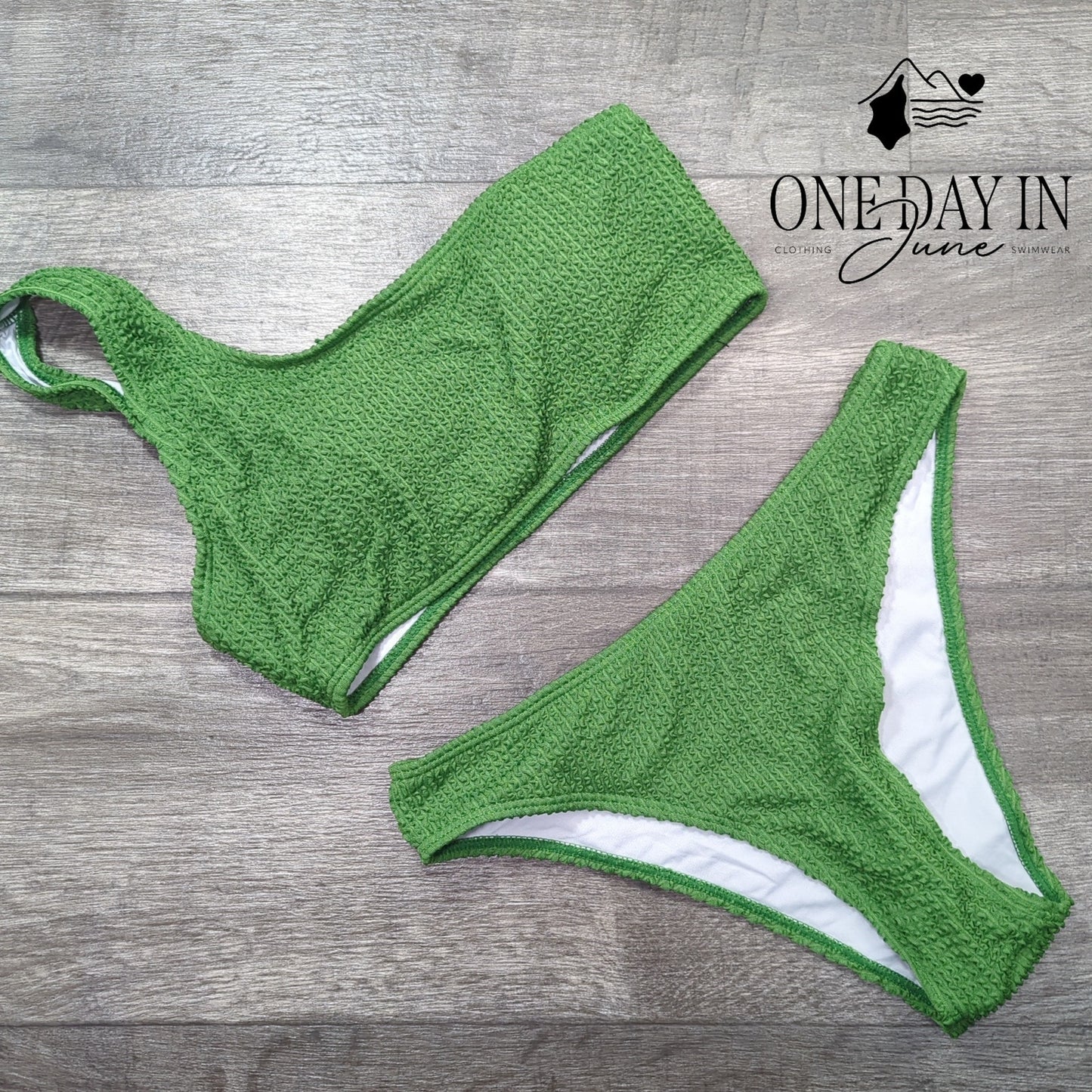 Yimisan Smocked One Shoulder Bikini Swimsuit Size S