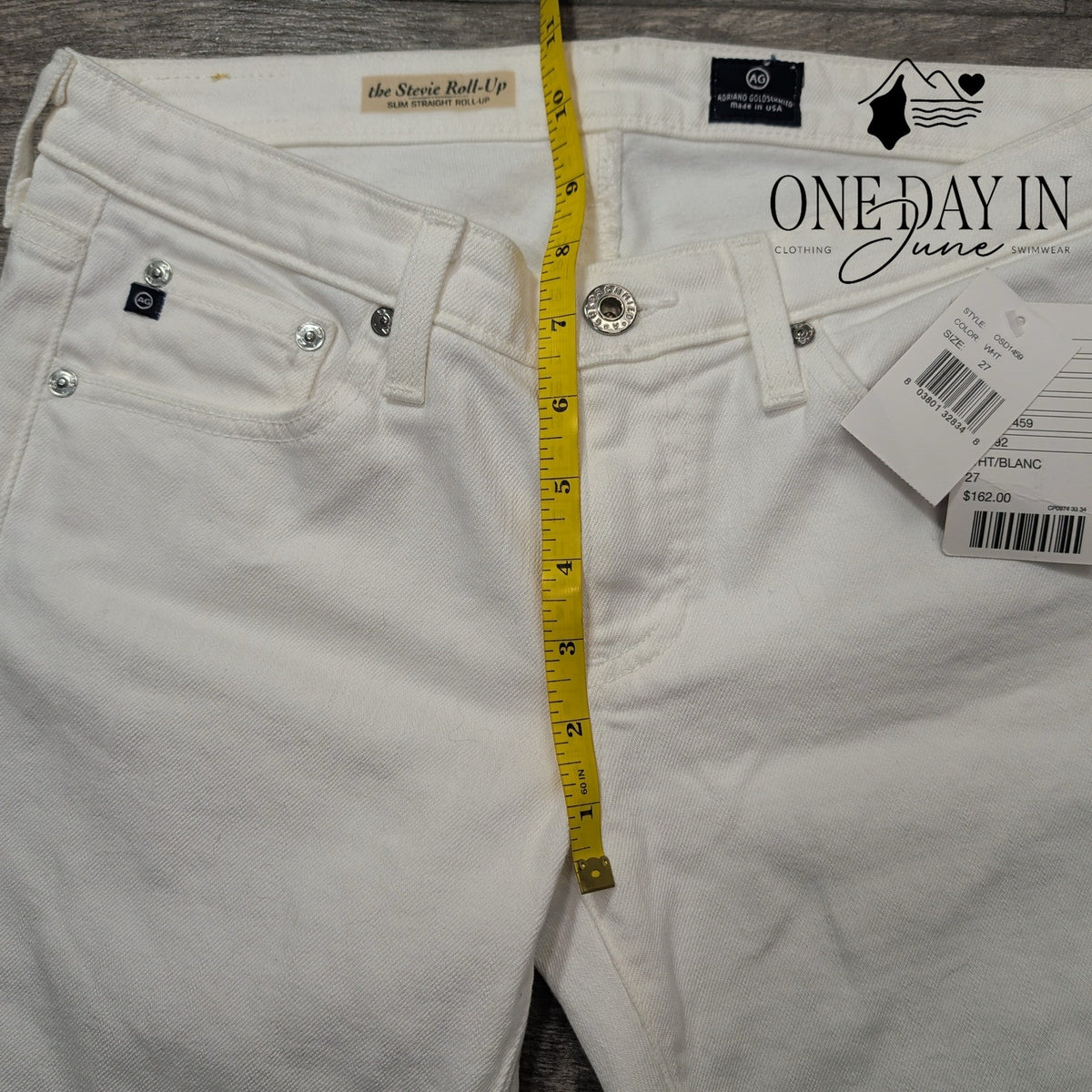 AG Adriano Goldschmied Stevie Roll Up Slim Straight Jeans White NWT Size 4 (27)