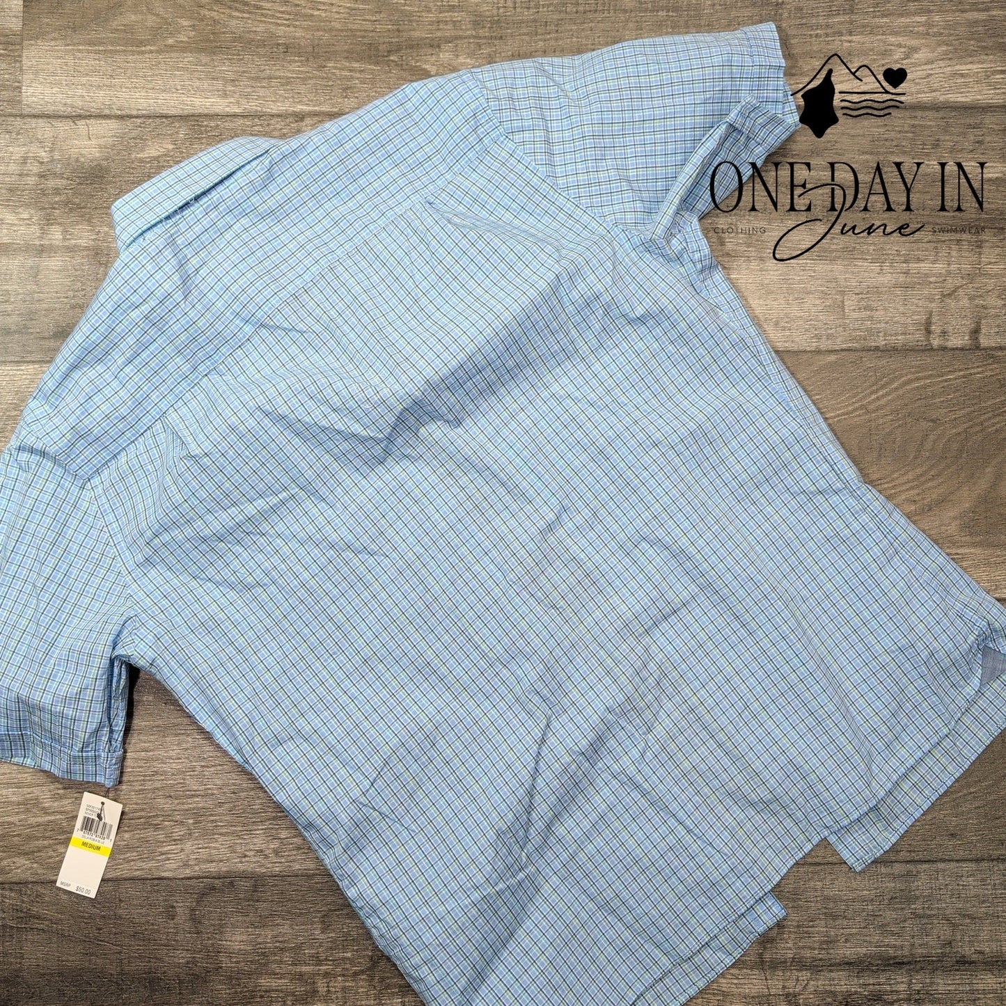 Van Huesen Never Tuck Short Sleeve Slim Fit Button Down Shirt Size M