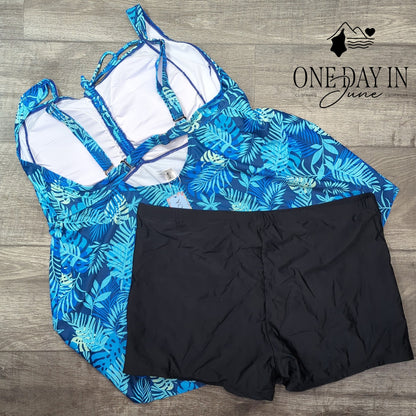 Yonique Plus Size Boyshort Tankini Swimsuit Size 22W