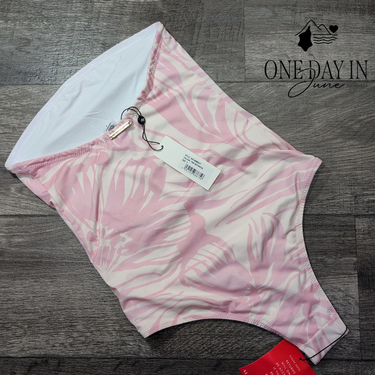 Alexandra Miro Iris Strapless One Piece Swimsuit Pink Botanical NWT Size S