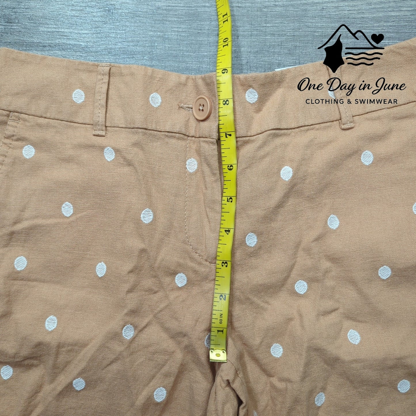 Loft 6" Linen Mid Rise Polka Dot Shorts Size 0