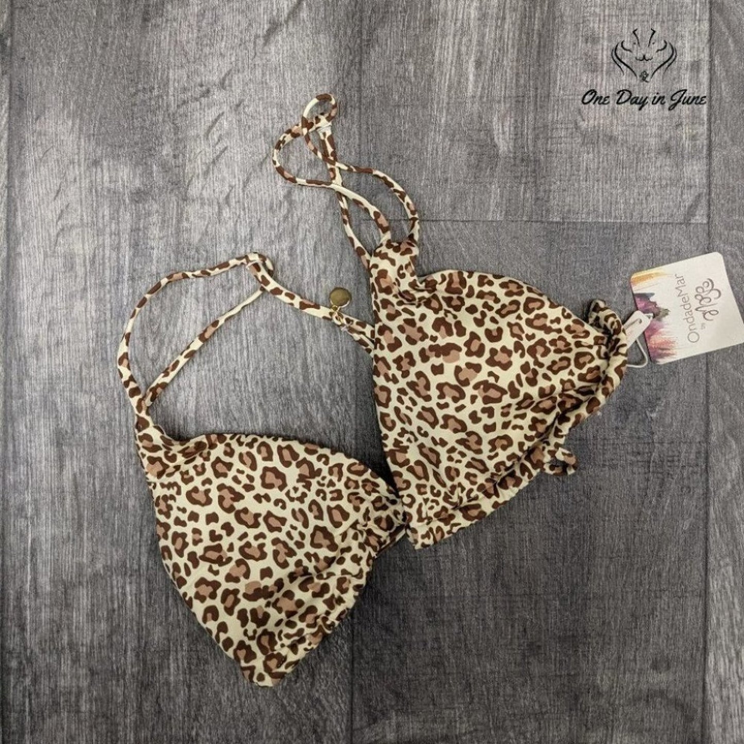 Ondademar Leopard Bikini Top Size M