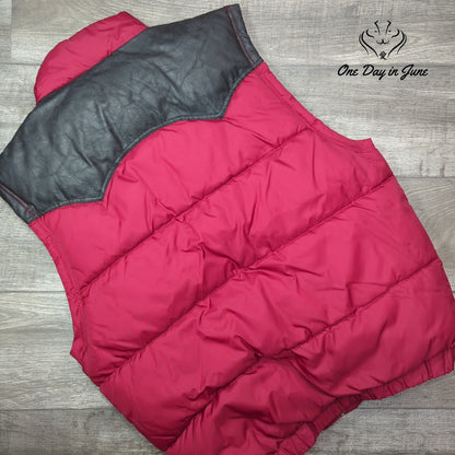 Brooklyn Basement NYC Y2K Puffer Vest Red Black Western Snap Front Size XL