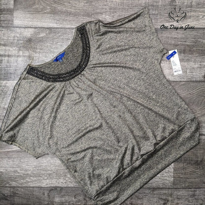 Apt. 9 Petite Short Sleeve Beaded Top Size PXL