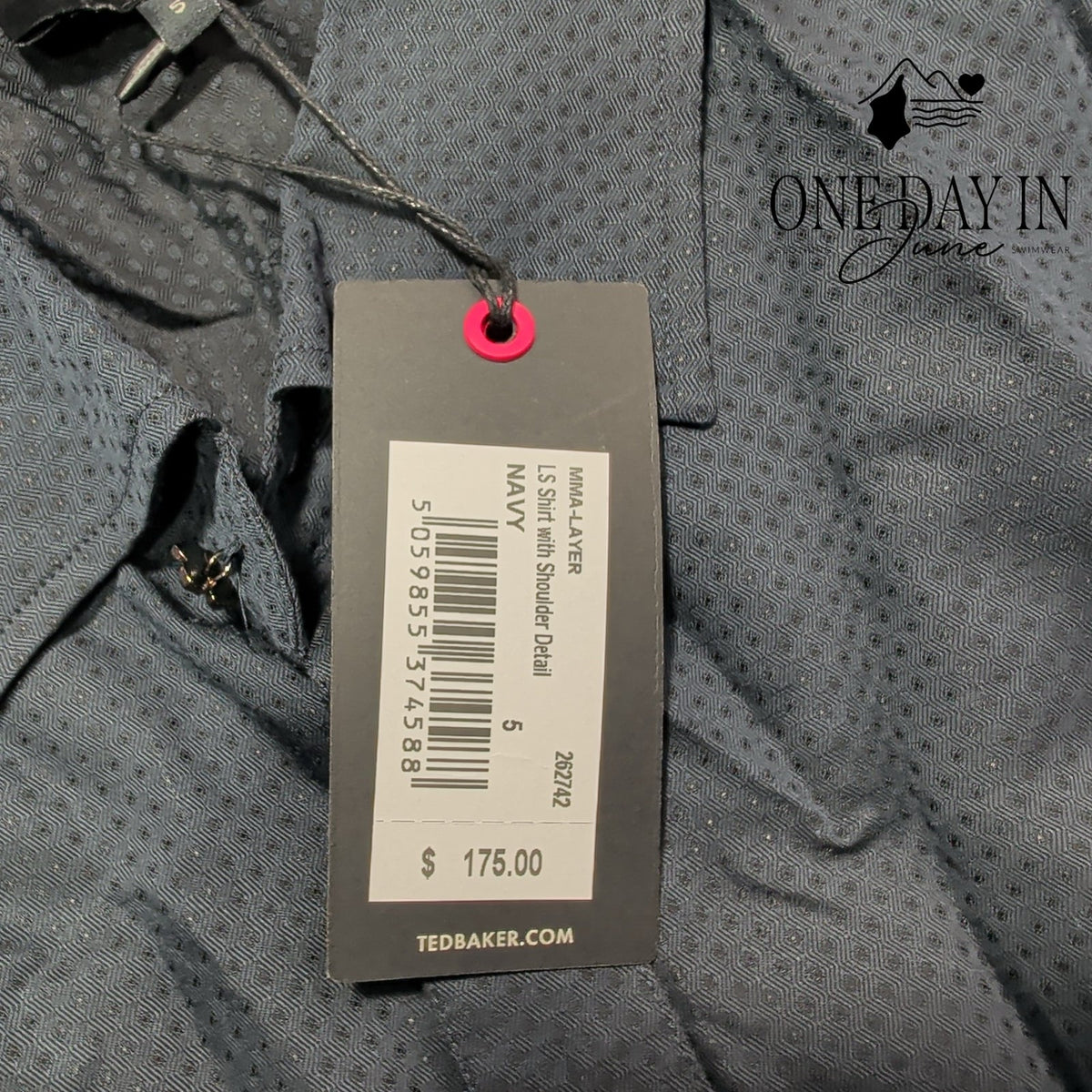Ted Baker Mens Long Sleeve Button Down Shirt Navy Geometric NWT Size 5 (L)