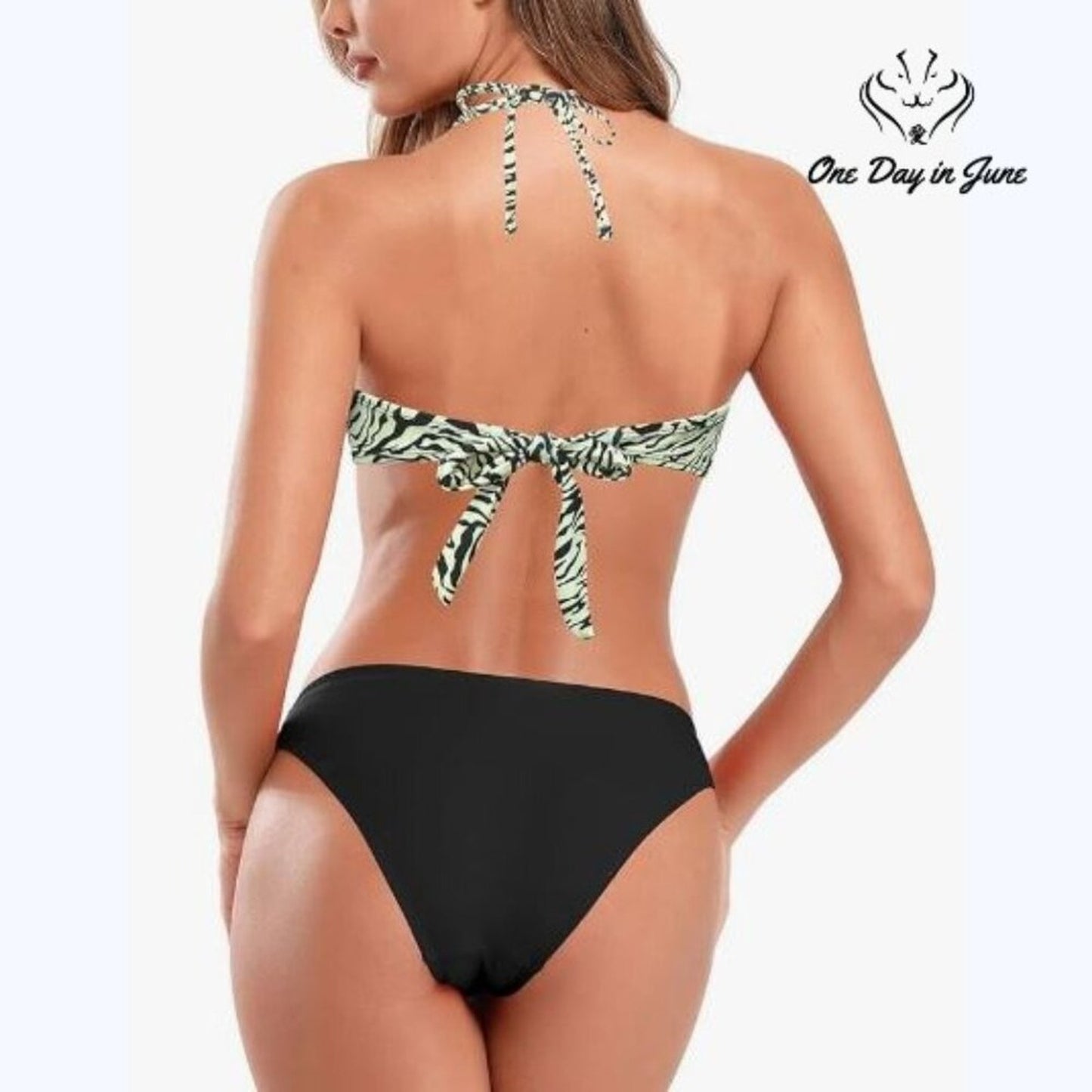 Shekini Halter U Ring Tie Back Bikini Swimsuit Size M