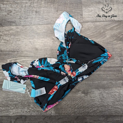 Coastal Blue Ruffle Strap Bikini Top Size L