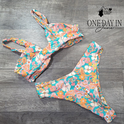 Charmo Knot Front Cheeky Bikini Swimsuit Size L