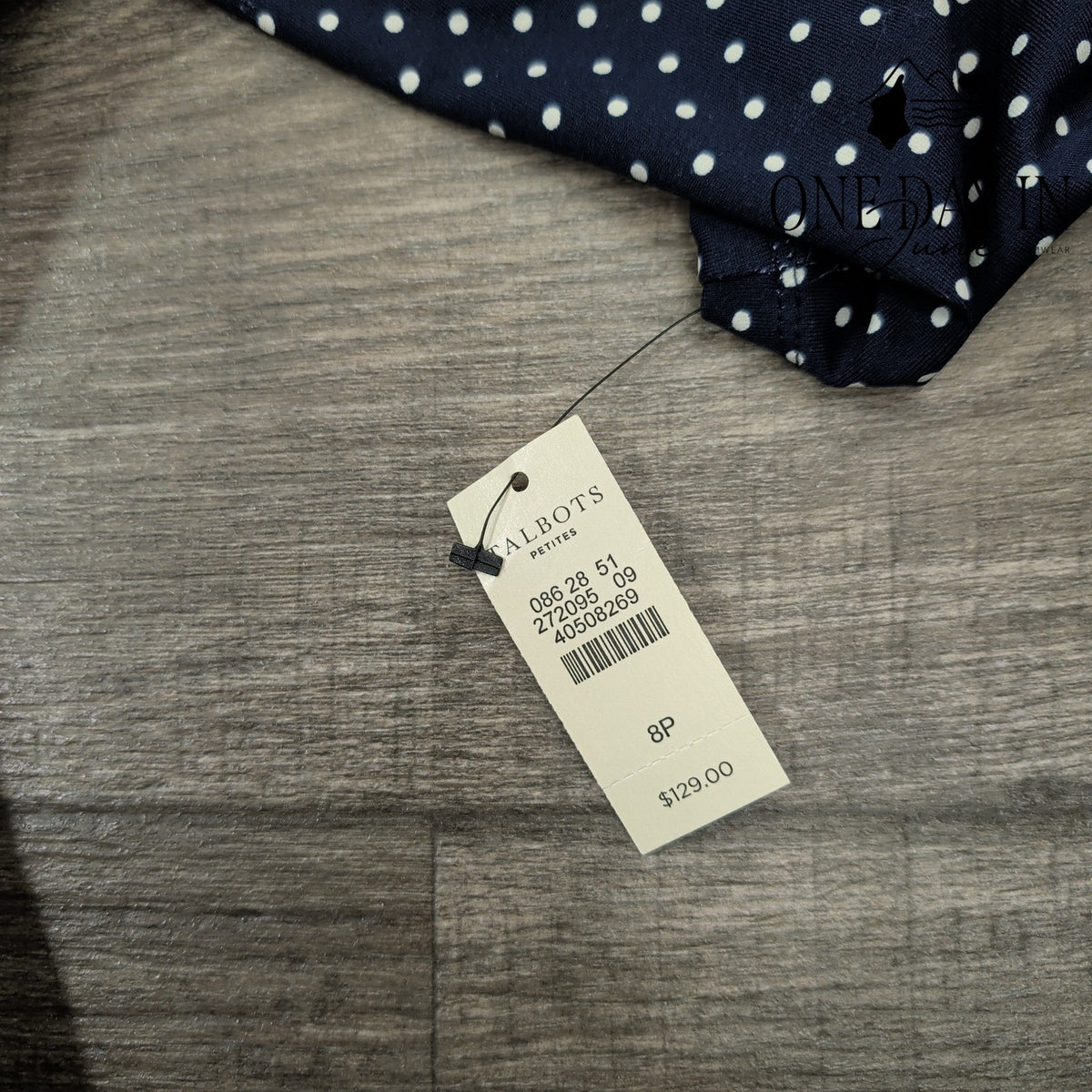 Talbots Petite Polka Dot Faux Wrap Midi Dress Navy White NWT Size 8P