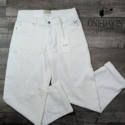 DL1961 Thea Boyfriend Jeans White Cuffed Relaxed Tapered NWT Size 4 (27)