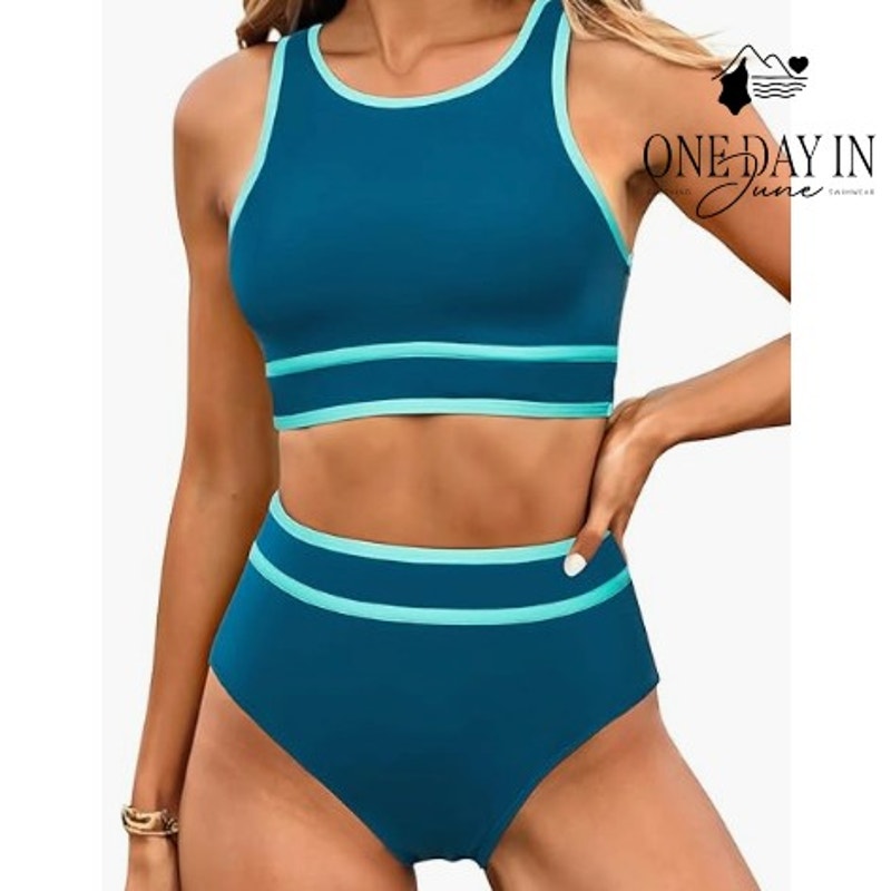 Blooming Jelly High Waist Crop Bikini Swimsuit Size M
