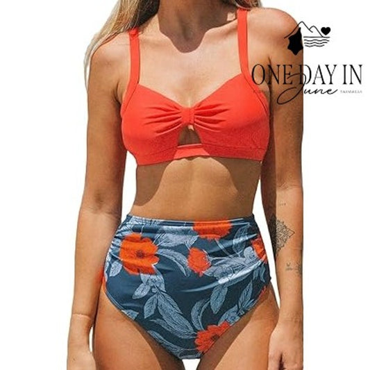 Cupshe Tie Back Hey Hole High Waist Bikini Swimsuit Size S