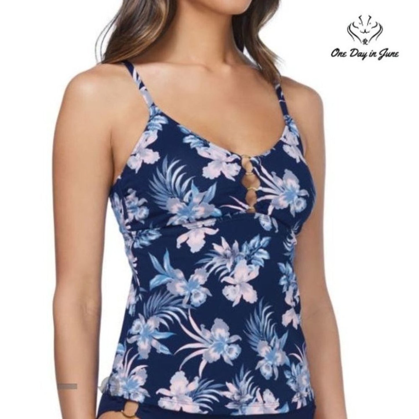 Ambrielle Floral Tankini Top Size S