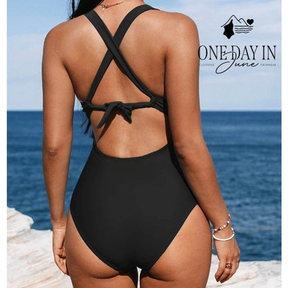 Cupshe V Front Tummy Control One Piece Swimsuit Size L