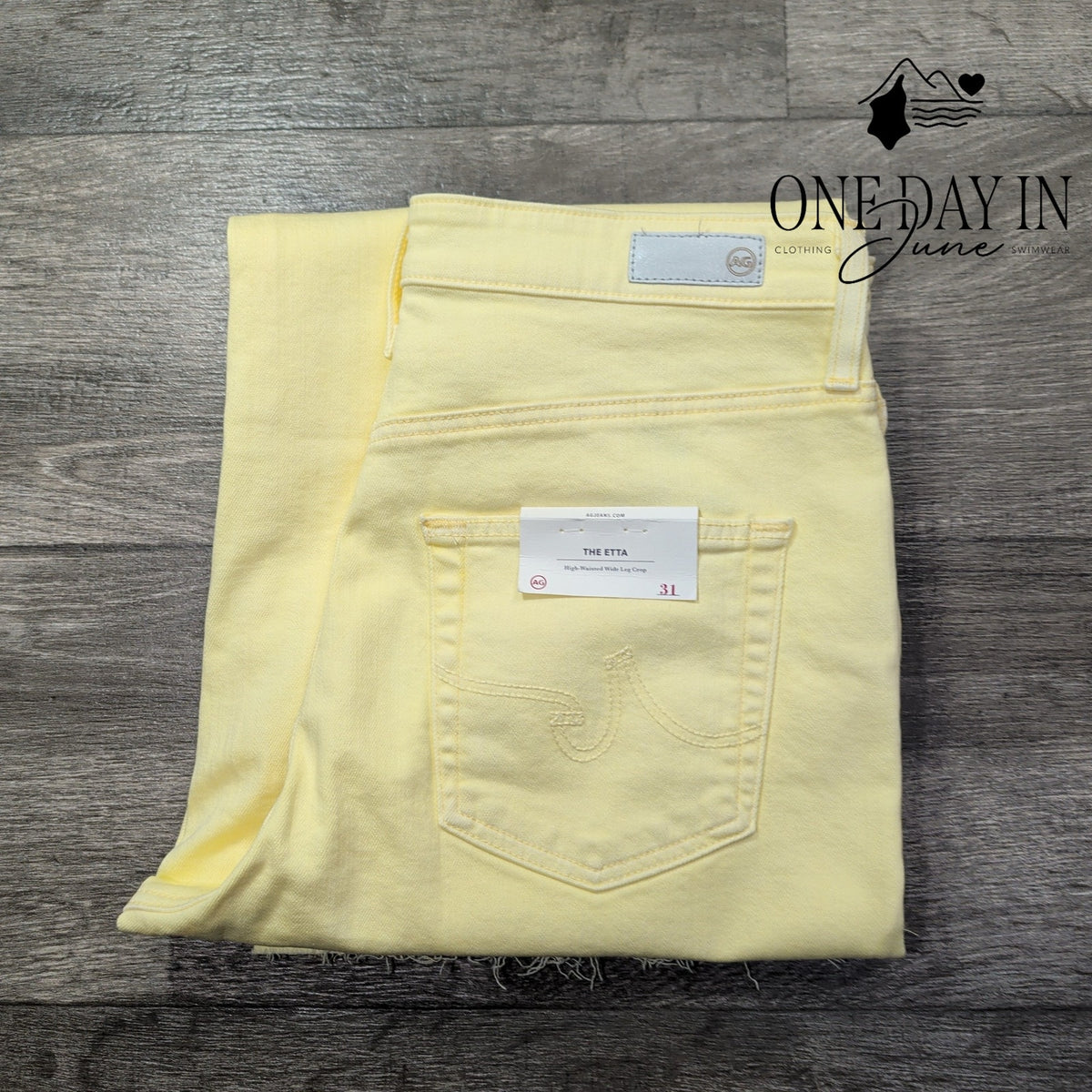 AG Adriano Goldschmied The Etta Wide Leg Crop Jeans Yellow NWT Size 4 (27)